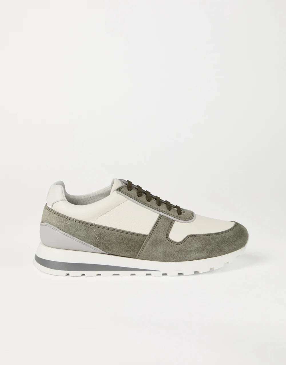 GRAINED CALFSKIN AND WASHED SUEDE RUNNERS