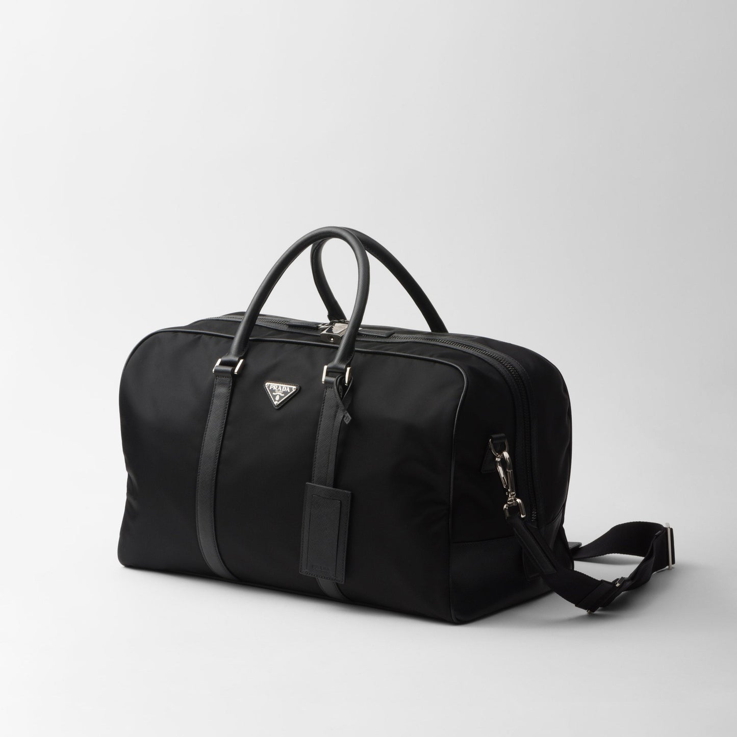 RE-NYLON AND SAFFIANO LEATHER DUFFEL BAG