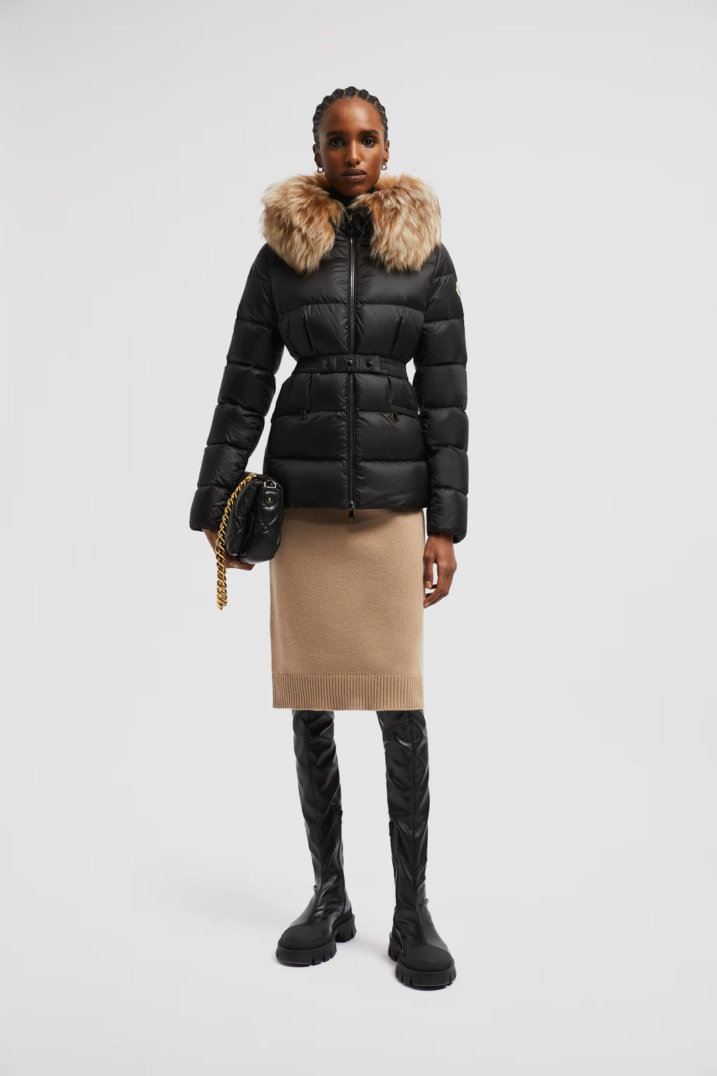 BOED HOODED SHEARLING SHORT DOWN JACKET