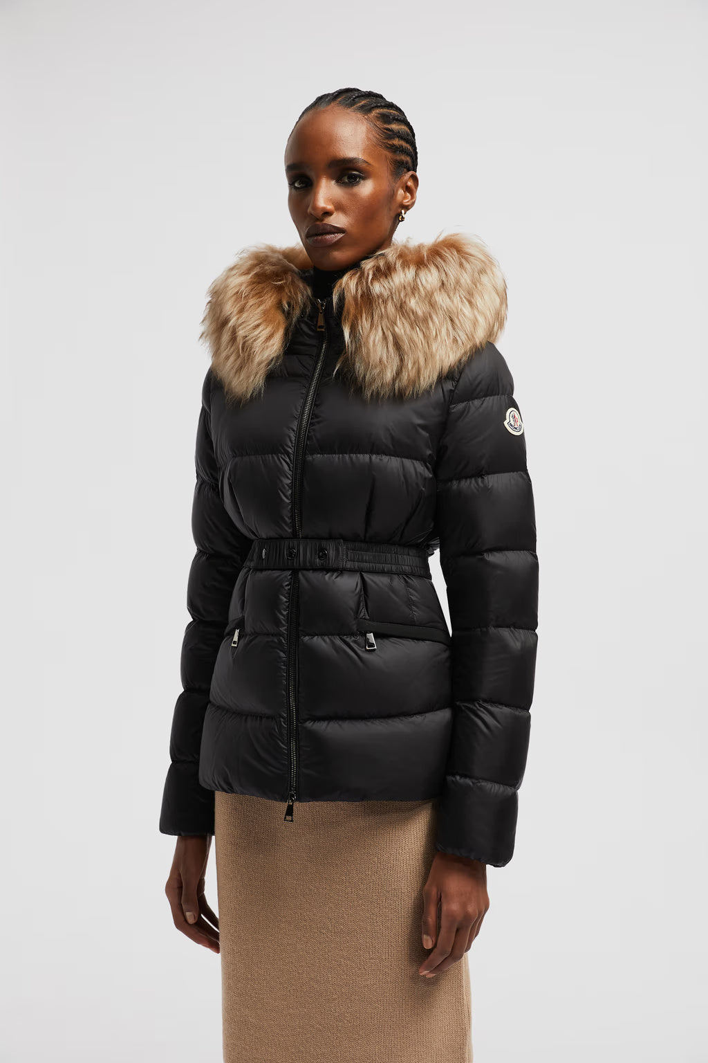 BOED HOODED SHEARLING SHORT DOWN JACKET