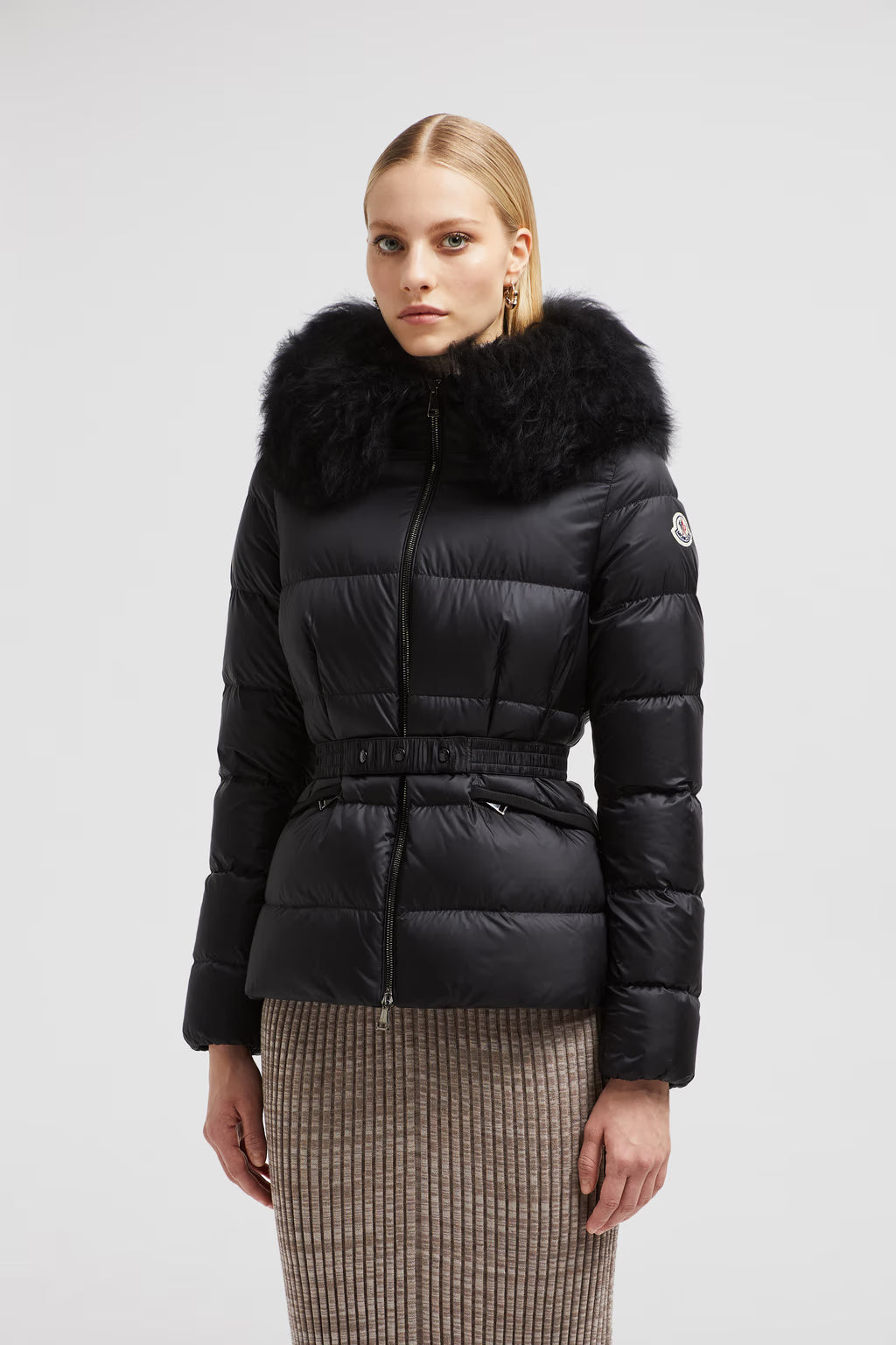 BOED HOODED SHEARLING SHORT DOWN JACKET