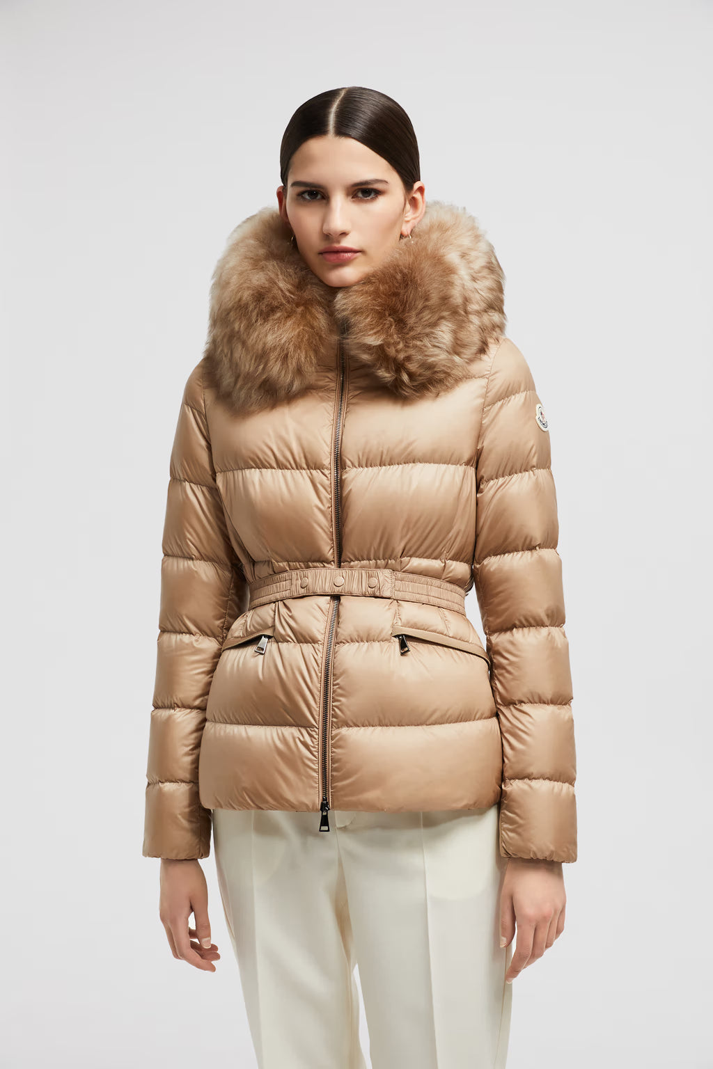 BOED HOODED SHEARLING SHORT DOWN JACKET