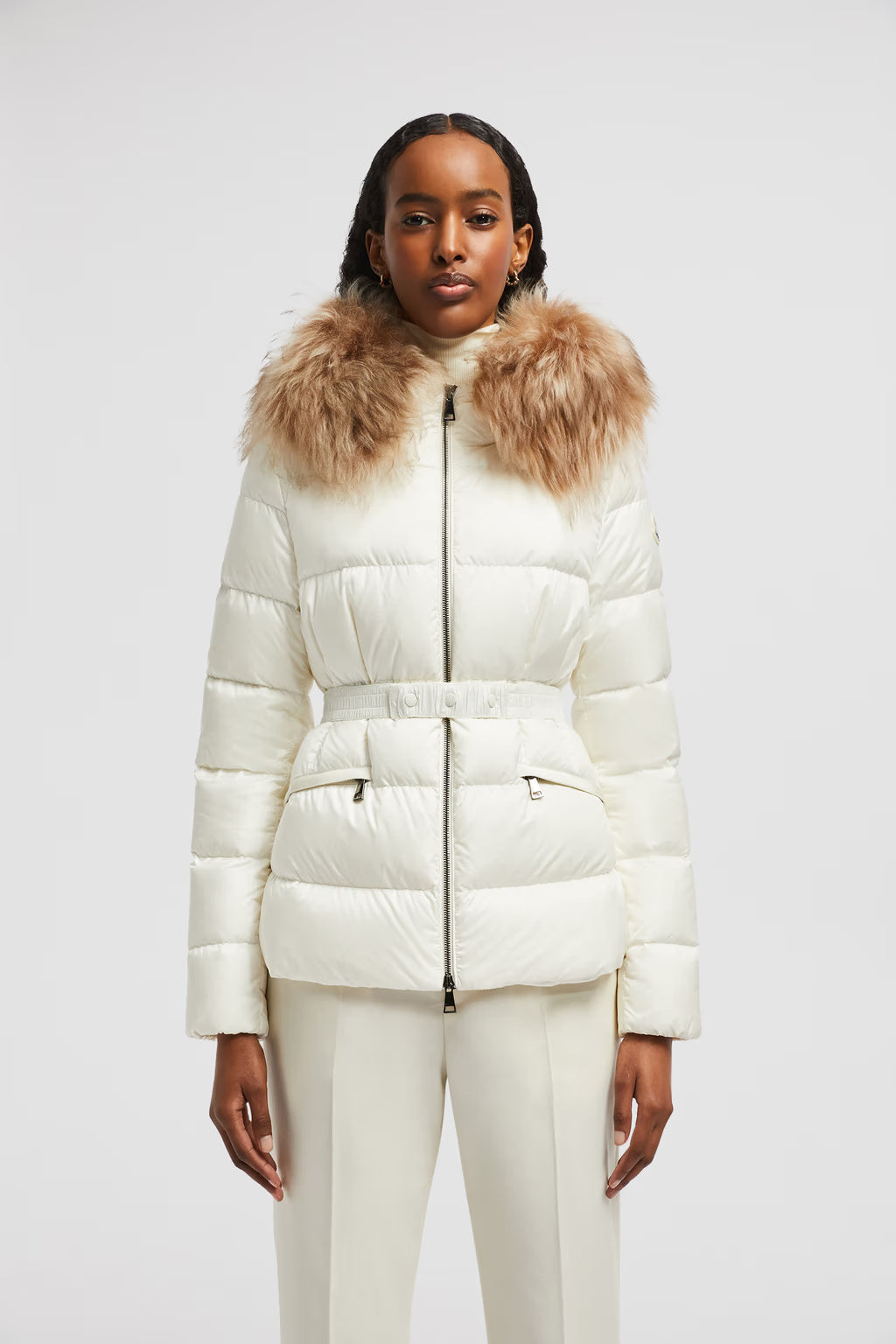 BOED HOODED SHEARLING SHORT DOWN JACKET