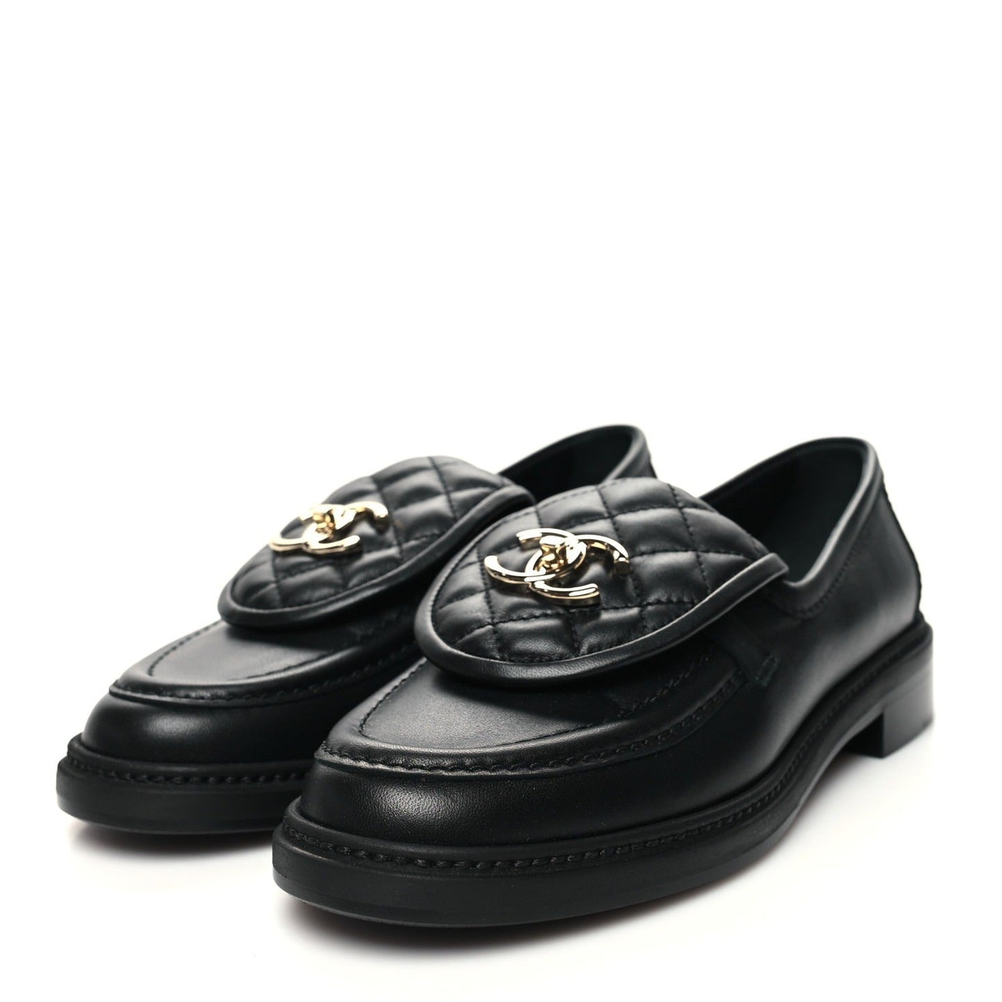 LAMBSKIN QUILTED CC TURNLOCK LOAFERS